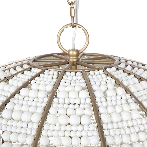 Sierra ES Beaded Pendant Light in White - Elegant Café Lighting for Restaurants, Weddings & Outdoor Decor