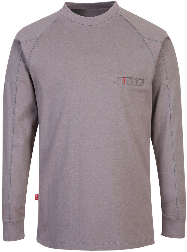 Bizflame Flame Resistant Anti-Static Knit Crew Neck Shirt - OSHA Compliant Workwear for Electricians & Industrial Safety