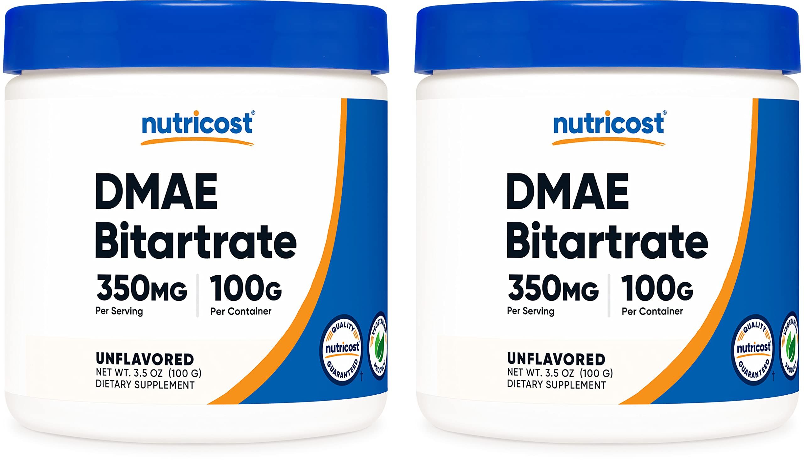 Nutricost Pure DMAE Bitartrate Powder 100G (2 Bottles) - Brain Health Supplement for Focus, Memory & Cognitive Support - Perfect for Students, Professionals & Gamers
