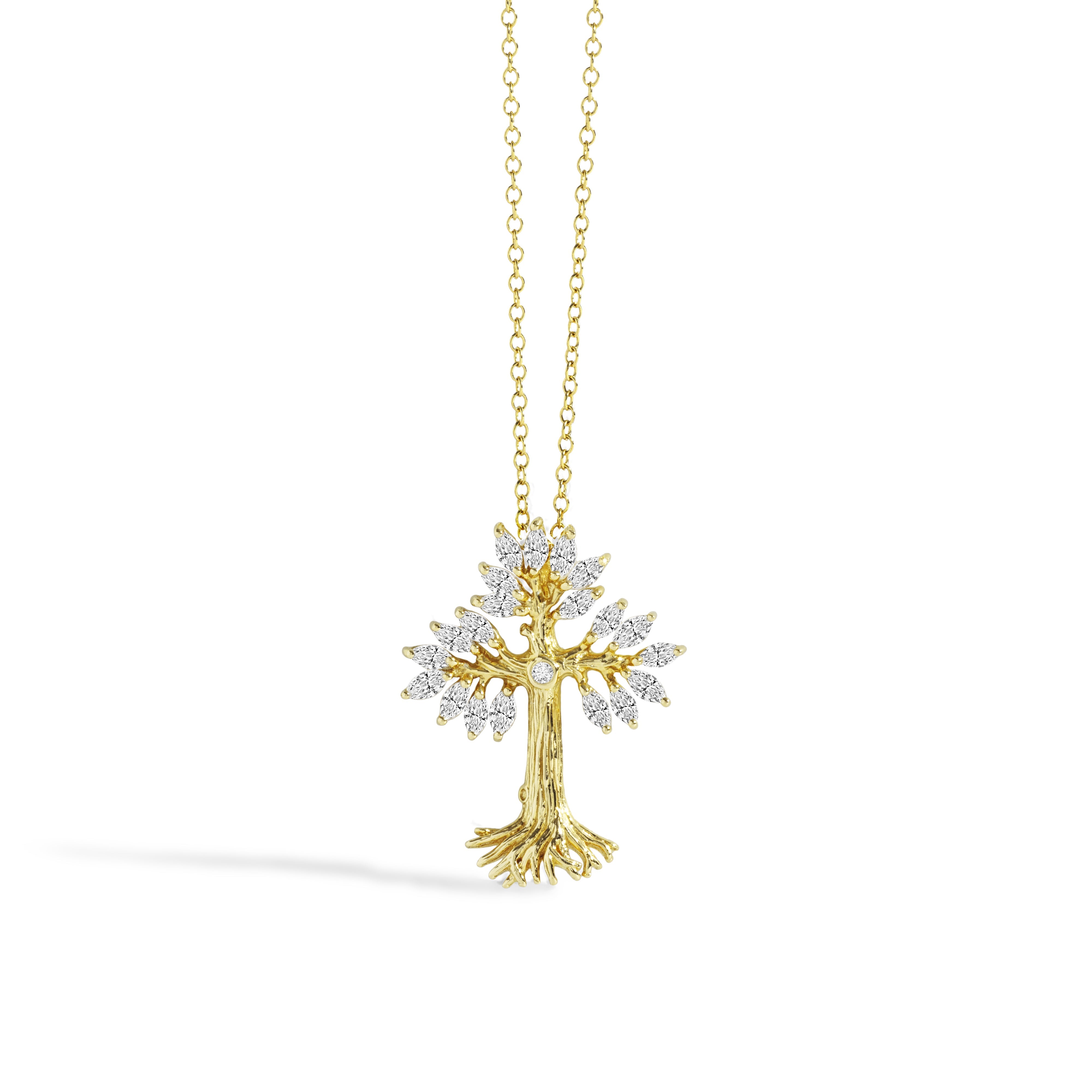 Armenian Tree of Life 25mm Cross Pendant Necklace with Diamonds - 14K Gold Religious Jewelry for Women - Perfect for Baptism, Wedding & Everyday Wear