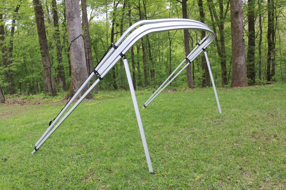 VORTEX 4 Bow Pontoon Boat Bimini Top - 8ft Green Square Tube Frame (Fits 97-103