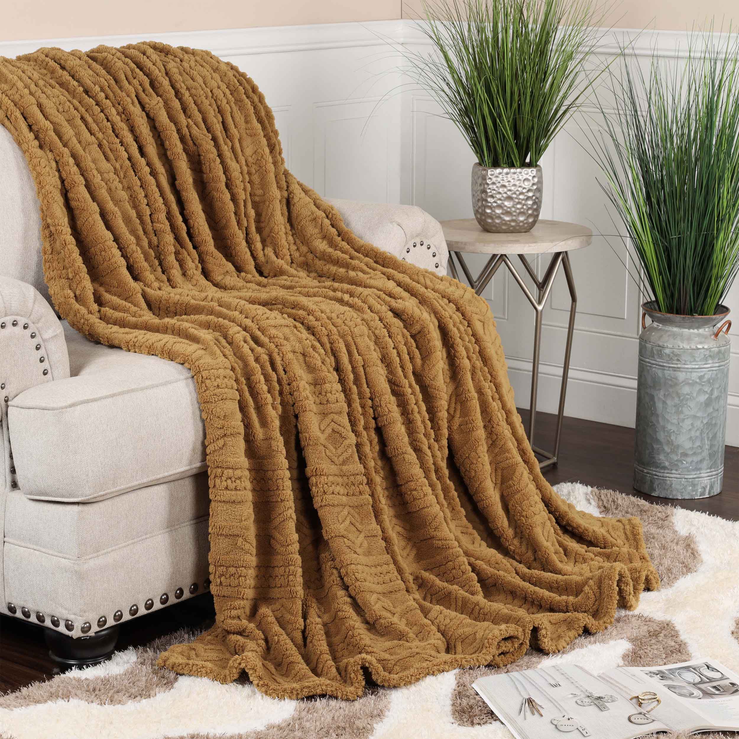 Arctic Boho Jacquard Plush Fleece Blanket - Ultra Soft & Warm Winter Throw for Couch, Bed, Sofa - Perfect for Home Decor, Cozy Nights & Gift Giving