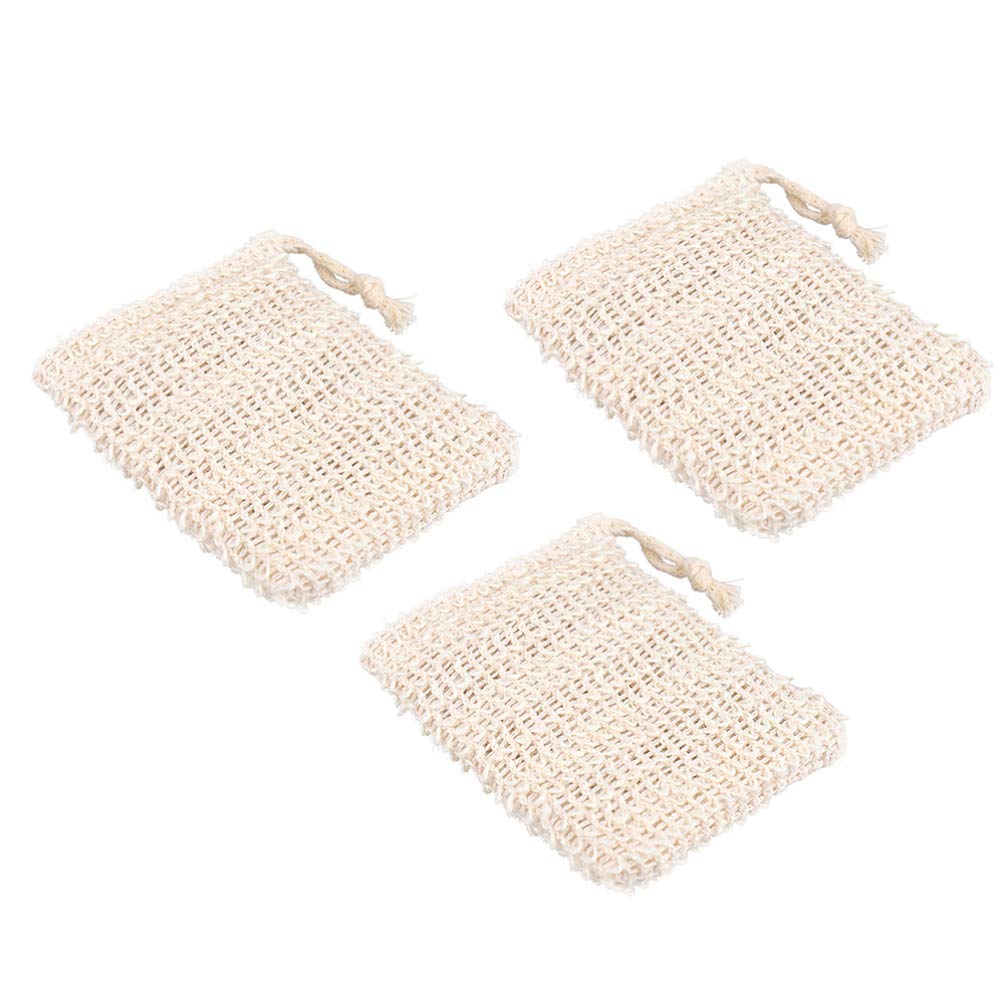 Beaupretty 3-Pack Mesh Soap Saver Bags - Reusable Soap Holder Pouch, Exfoliating Bath Sponge & Organizer for Shower, Travel, and Plant Soap Storage - Durable Ramie Mesh Soap Net Pouch
