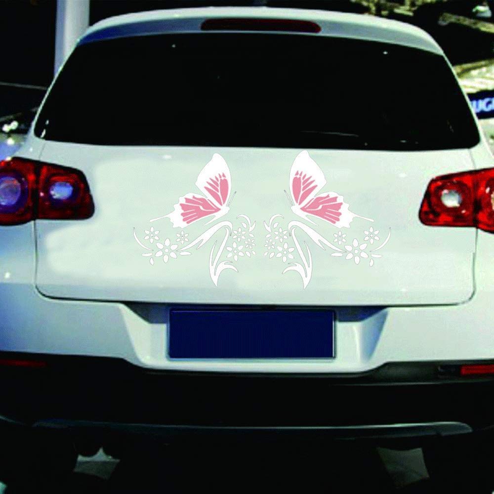 Butterfly and Flower Car Decals for Women - 1 Set Vinyl Car Stickers for Side Hood, Universal Scratch-Resistant Decals for Cars & SUVs (Pink White) - Perfect for Personalizing Your Vehicle and Hiding Scratches