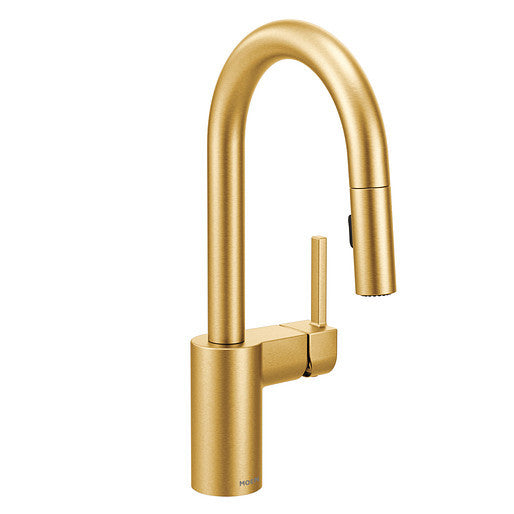 Moen 5965BG Brushed Gold Align Bar Faucet with Pull-Down Spray - Perfect for Kitchen Sink, Bar, or Wet Bar Installation