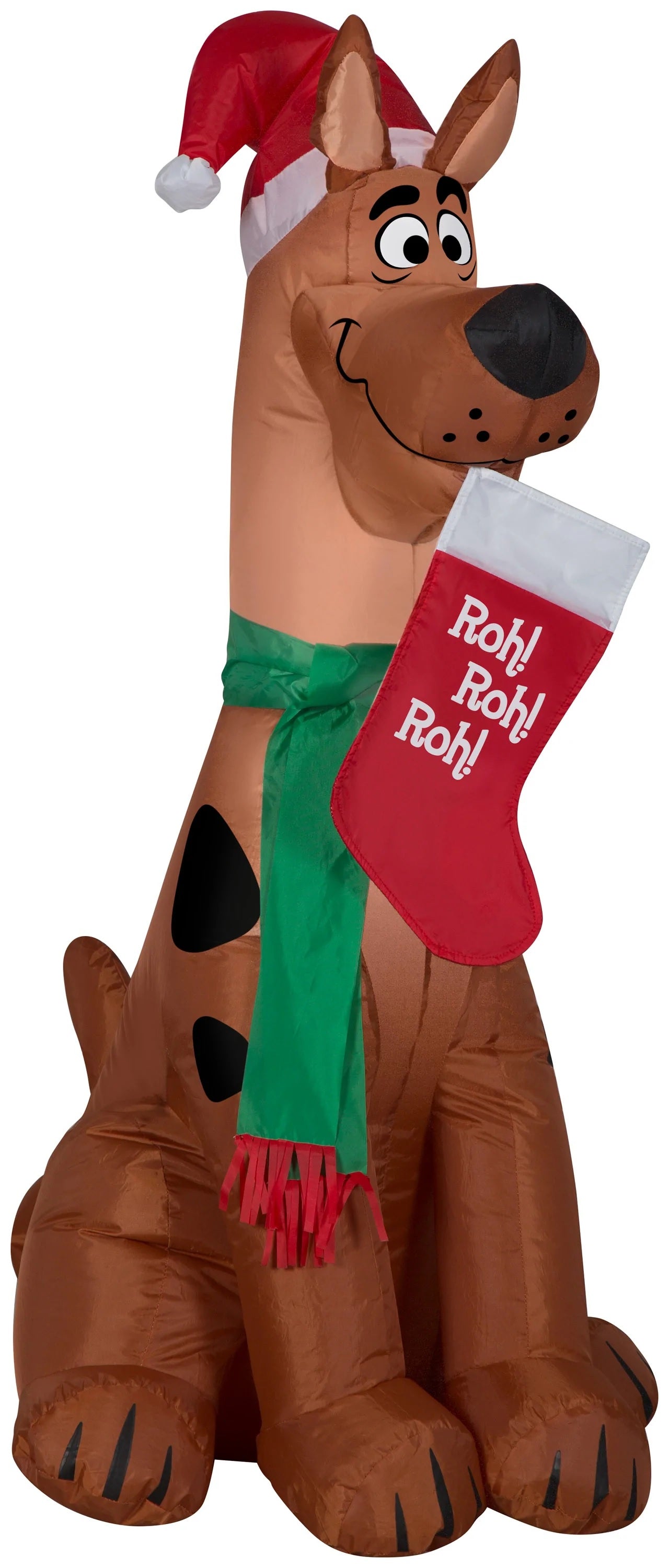 3.5' Gemmy Christmas Airblown® Inflatable Scooby Doo Holiday Decor with Santa Hat and Stocking - Perfect for Yard, Lawn, and Indoor Christmas Decoration