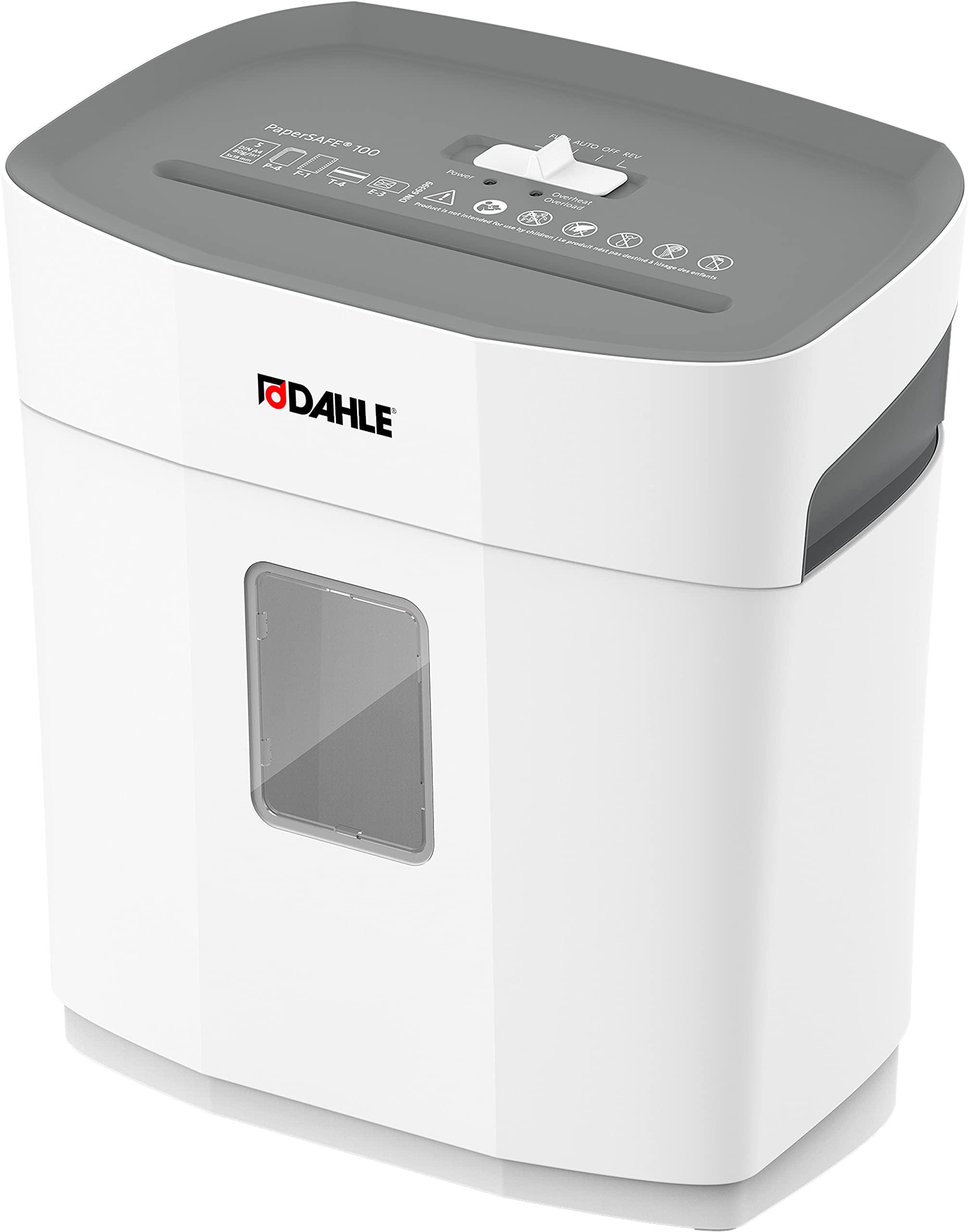 Dahle PaperSAFE PS 100 Oil-Free Paper Shredder with Jam Protection | P-4 Security Level | Shreds 5 Sheets, Staples, Paper Clips & Credit Cards | Ideal for Home Office & Small Business Document Security