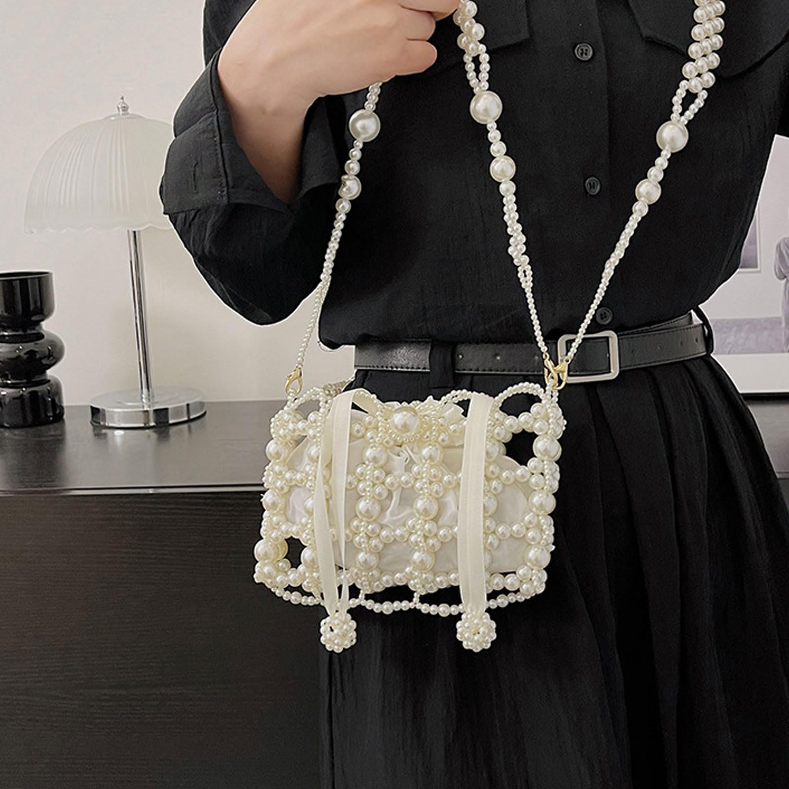 Elegant Artificial Pearl Clutch Bag - Luxury Handmade Evening Purse for Women, Perfect for Party, Wedding, Bridal & Travel | 17