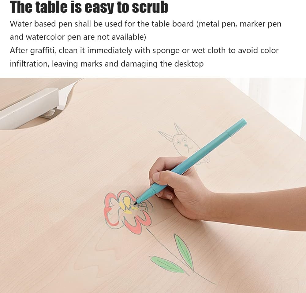 Adjustable Height Kids Desk and Chair Set - Ergonomic Wooden Study Table with Tiltable Desktop, Pull-Out Drawer, Bookshelf Hutch & Tablet Holder - Perfect for Homeschooling, Online Learning & Children's Bedroom (Blue)