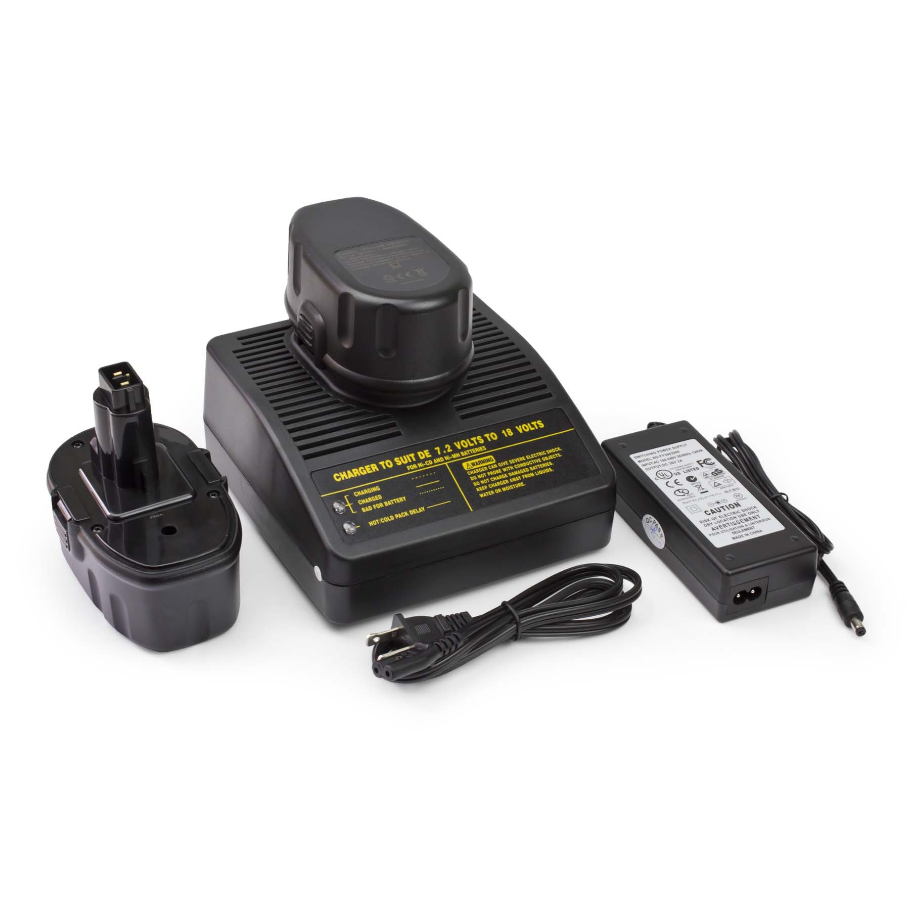ExpertPower 18V 2000mAh NiCd Replacement Battery for Dewalt DW9095 DW9096 DW9098 DC9096 DE9039 DE9095 DE9096 DE9098 - 2 Pack with Fast Charger - Power Tools, Drills, Saws and More