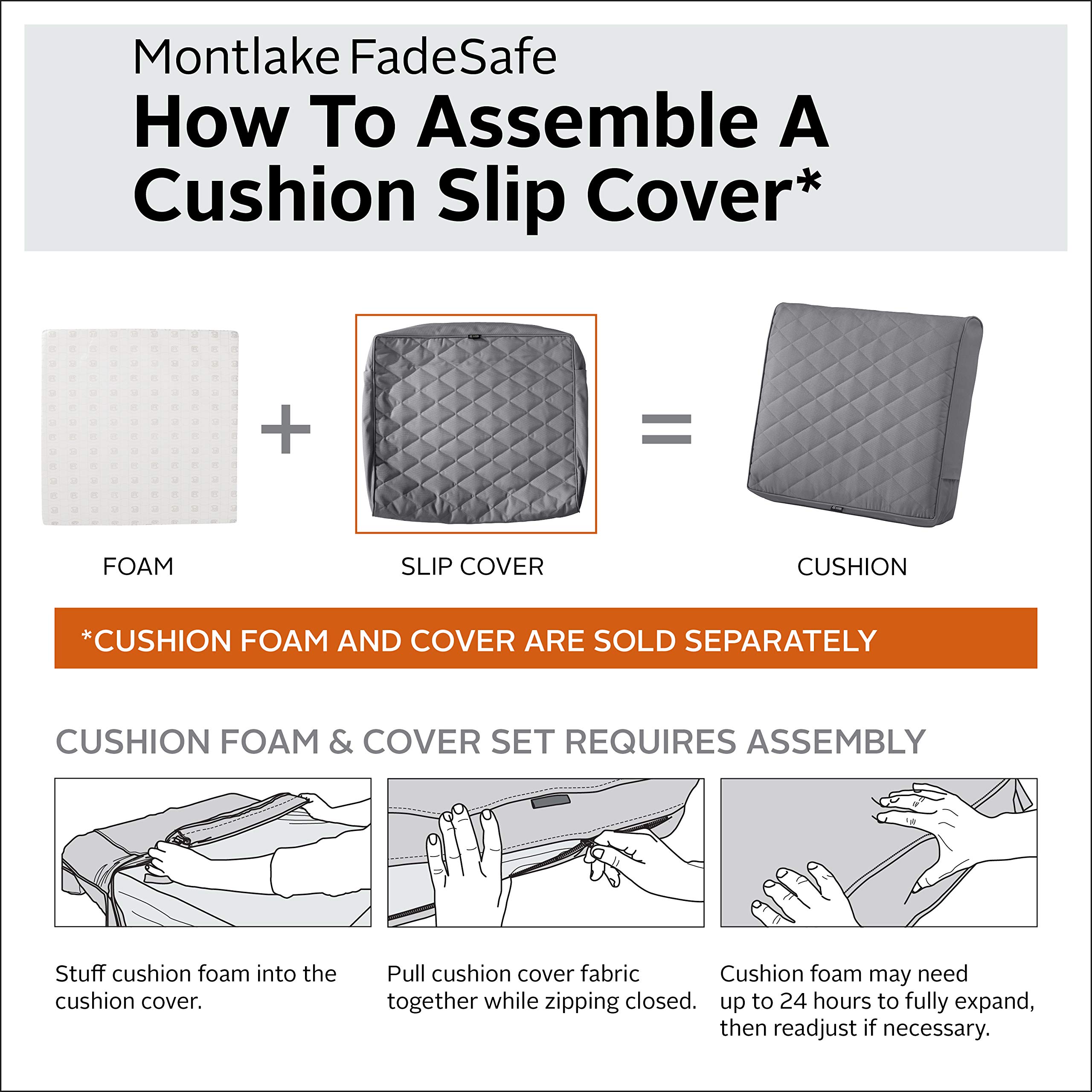 FadeSafe Water-Resistant Patio Bench Cushion Cover, 42x18x3 Inch, Grey - Outdoor Furniture Protection
