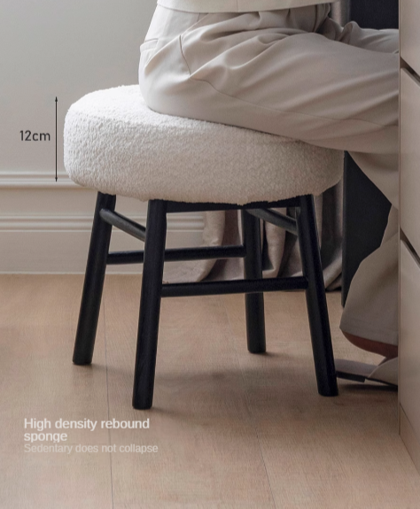 Premium Oak Solid Wood Makeup Stool - Scandinavian Light Luxury Vanity Bench with Backrest, Perfect for Dressing Table, Bedroom & Bathroom Decor
