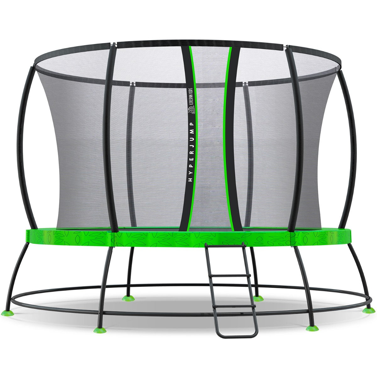 12ft HyperJump4 Spring Trampoline for Kids & Adults - Outdoor Backyard Bounce Fun - Heavy Duty Safety Enclosure - Perfect for Exercise & Family Playtime