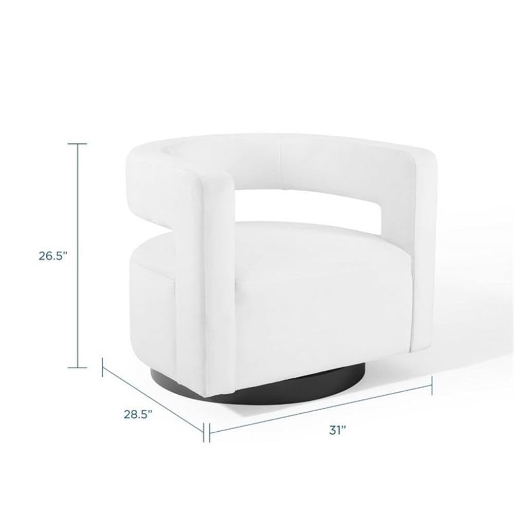 Modway Spin Armchairs - Modern Swivel Lounge Chair with Upholstered Seat, White - Perfect for Living Room, Office, or Reading Nook