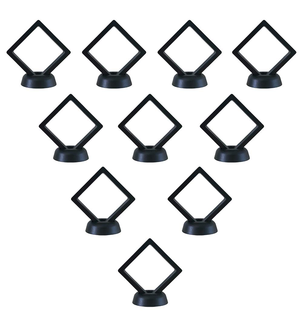 HS Set of 10 Challenge Coin Display Frame - 3D Floating Case with Stand for Military Medals, Medallions & Specimen Coins | Clear Protective Box in Black | Perfect for Collectors, Veterans & Office Decor