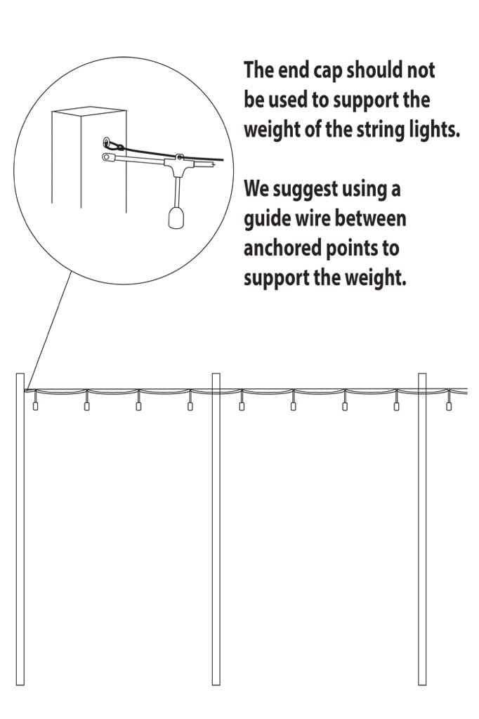 Waterproof Outdoor String Lights with 10 Hanging Lamp Holders - 48FT LED Fairy Lights for Patio, Garden, Backyard & Wedding Decor
