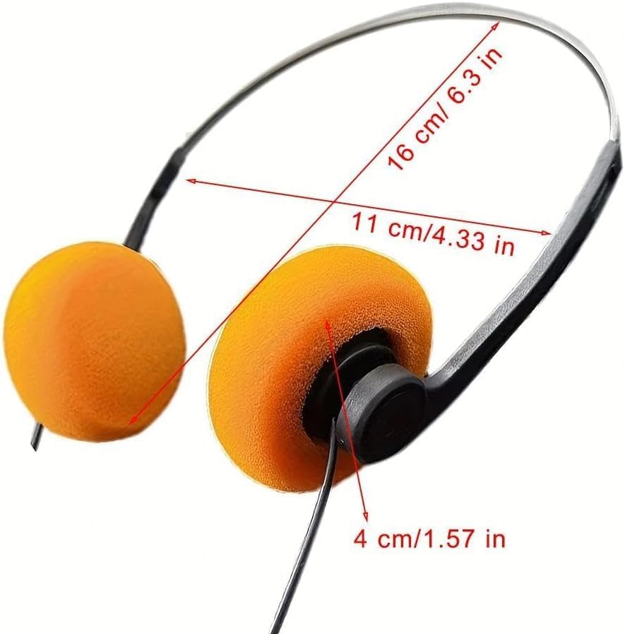 Vintage Orange Retro Over-Ear Headphones - Lightweight Hi-Fi Stereo Earphones with Walkman Style, Compatible with Most Mobile Phones & Playback Devices - Perfect for Music Lovers, Retro Enthusiasts & Vintage Fashion Accessories