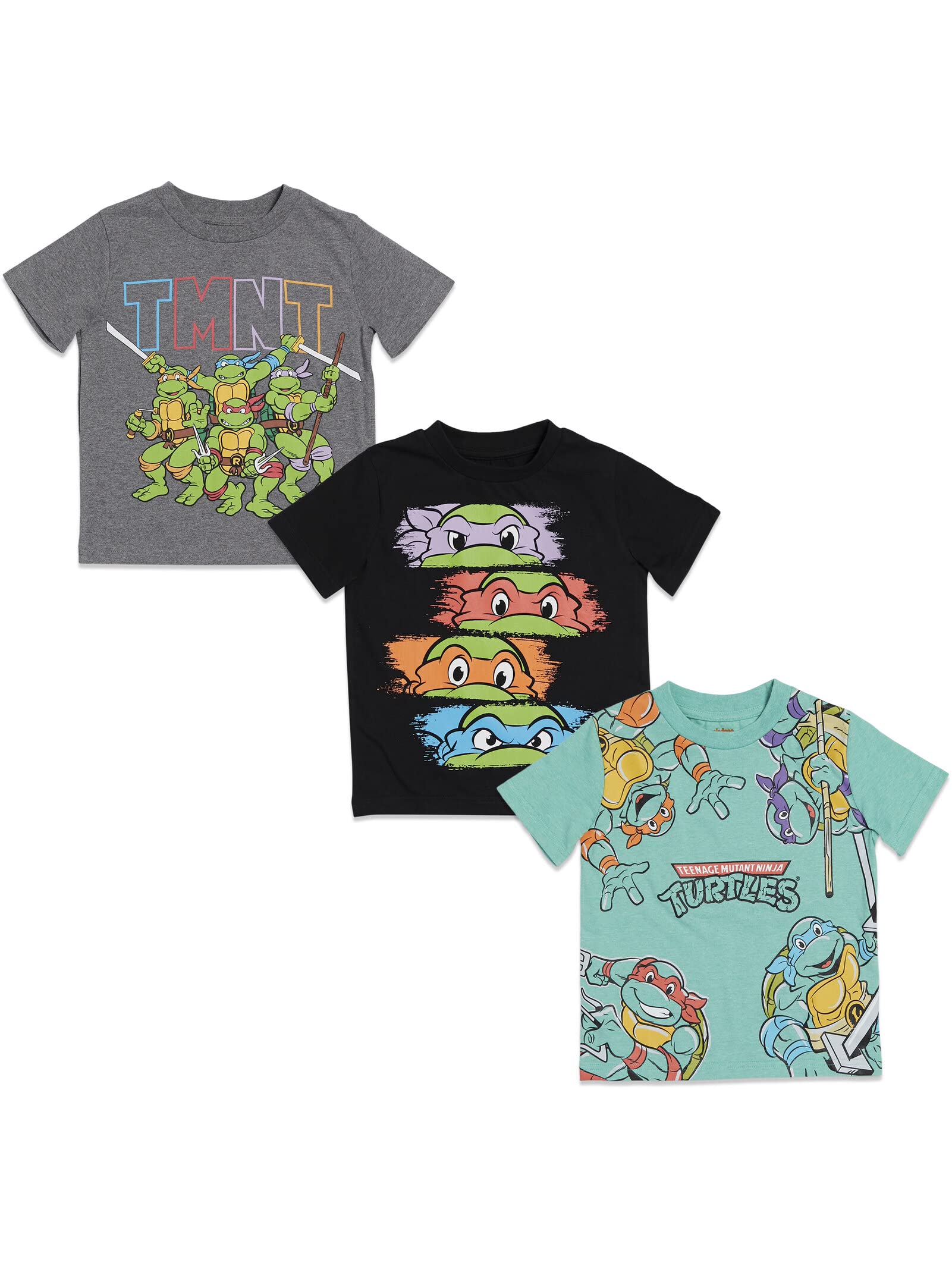 Teenage Mutant Ninja Turtles 3-Pack Hooded Pullover T-Shirts for Toddlers & Kids - Soft Cotton Playwear for School, Playdates & Family Outings