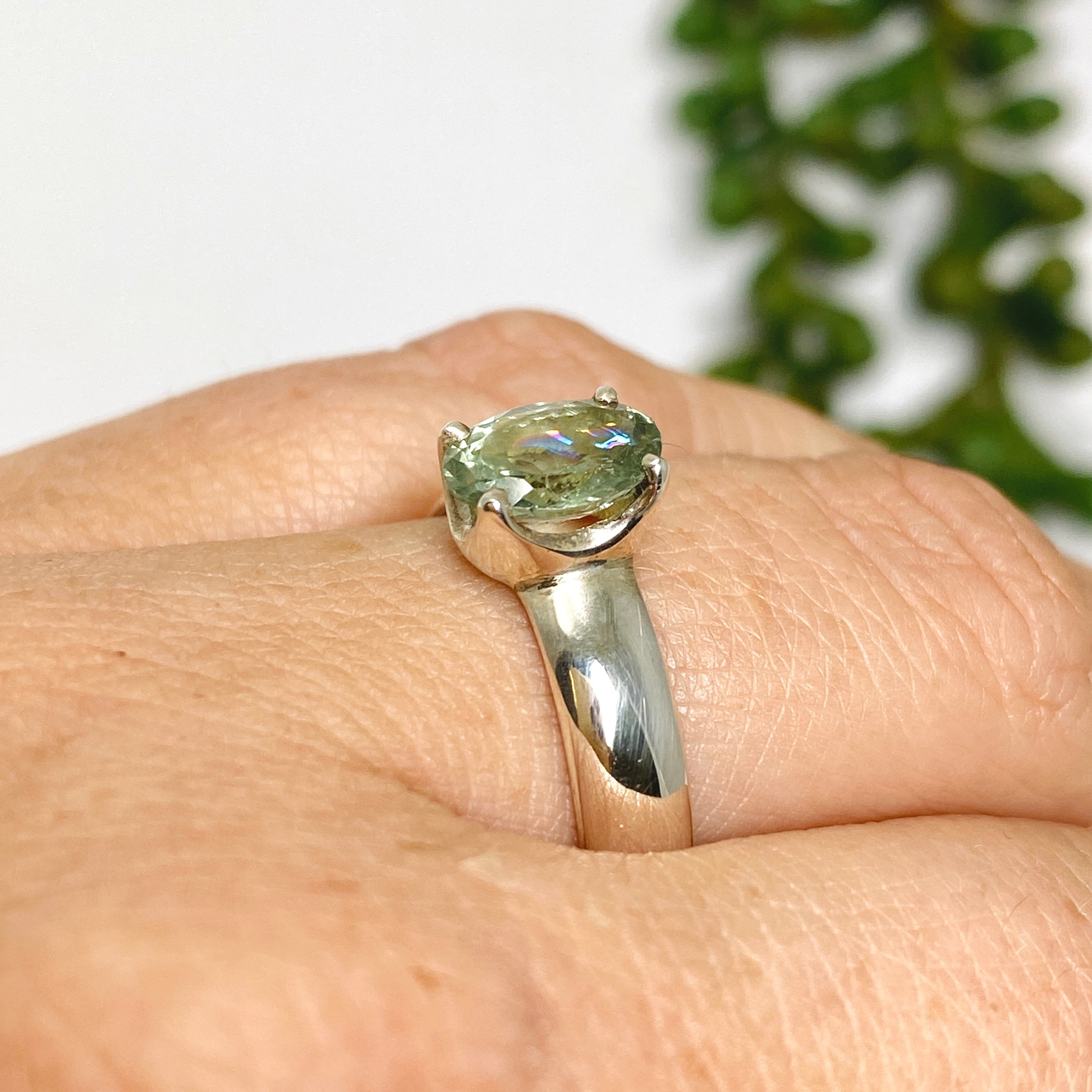 Green Tourmaline Oval Faceted Ring Size 7 - Natural Gemstone Jewelry for Women, Dainty Engagement or Promise Ring - Perfect for Weddings, Anniversaries & Special Occasions