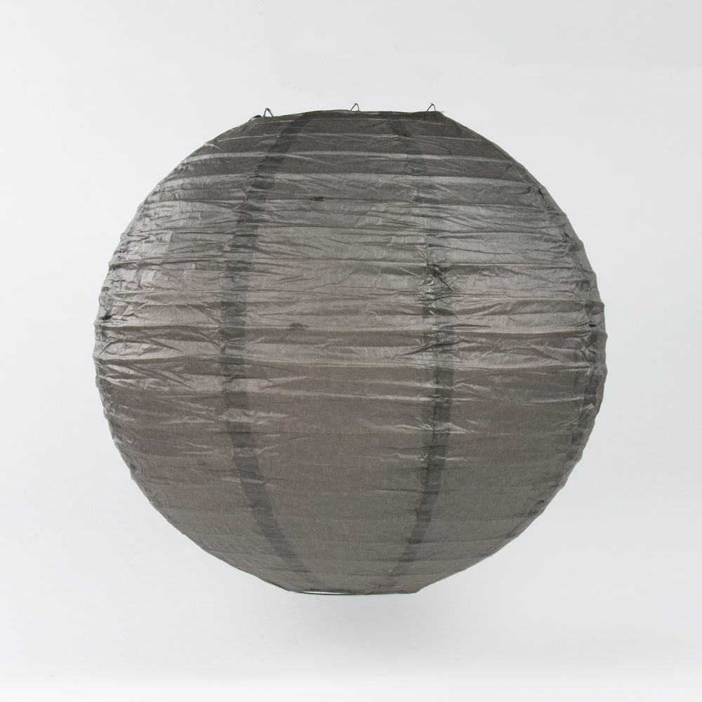 36 Pack Large Round Paper Lanterns - Driftwood Grey with Even Ribbing | Bulk Party Decorations for Weddings, Events & Home Decor