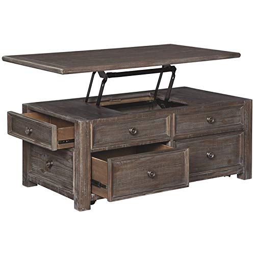 BOWERY HILL Lift Top Coffee Table - Rustic Brown Finish, Storage Ottoman, Living Room Center Table - Perfect for Small Spaces, TV Rooms & Home Office Use
