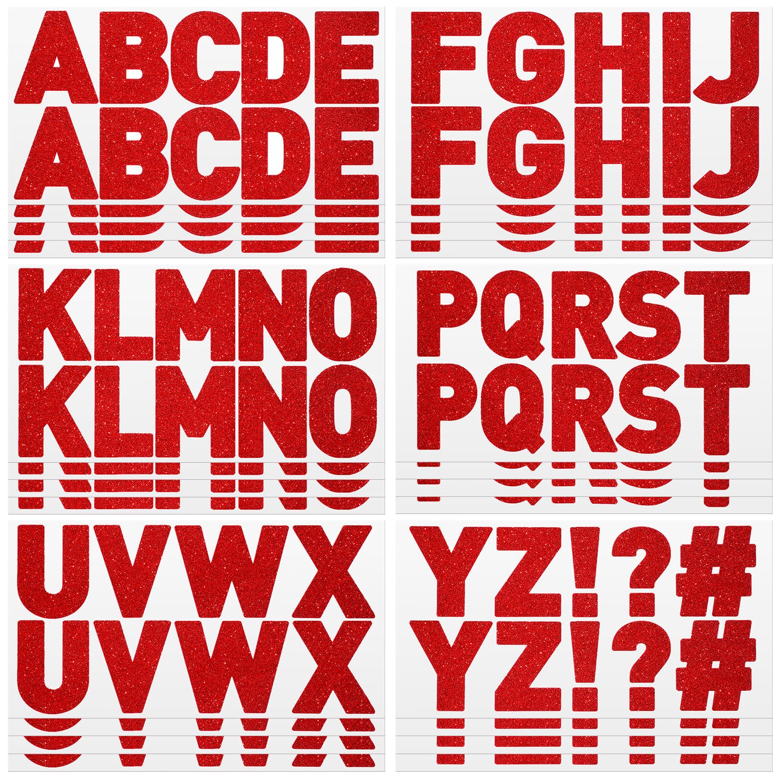 Harloon 232 Pcs Large Glitter Letter Stickers - 24 Sheets Self-Adhesive Alphabet Letters Kit with Big Font for Mailbox, Bulletin Boards, Classroom & Home Decor (Red, 2.5 Inch) - Perfect for DIY Crafts, Scrapbooking, Party Decorations & School Projects