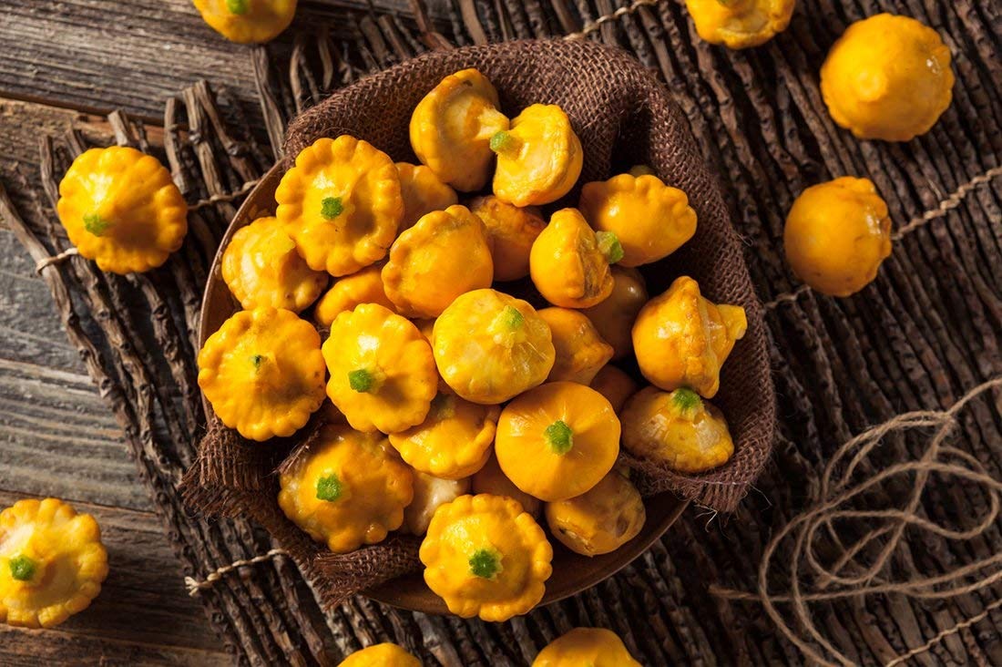 Golden-Yellow Pattypan Squash Seeds - 20+ Non-GMO Scallop Squash Seeds for Planting, Home Garden & Fresh Cooking | Perfect for Summer Squash Recipes, Organic Gardening & Farmers Market Harvests