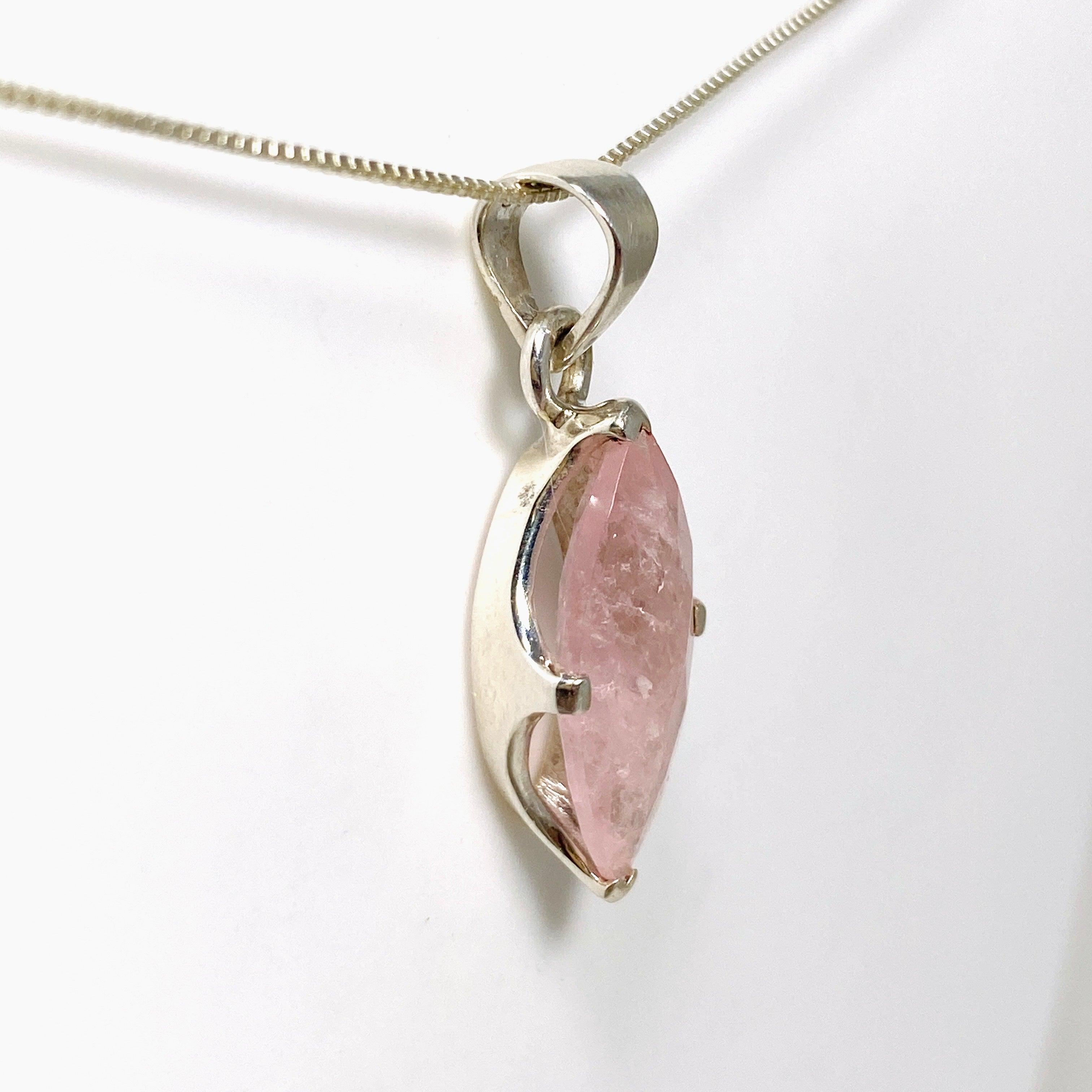 Morganite Faceted Marquise Pendant Necklace PPGJ689 - Elegant Jewelry for Women, Perfect for Weddings, Anniversaries & Special Occasions