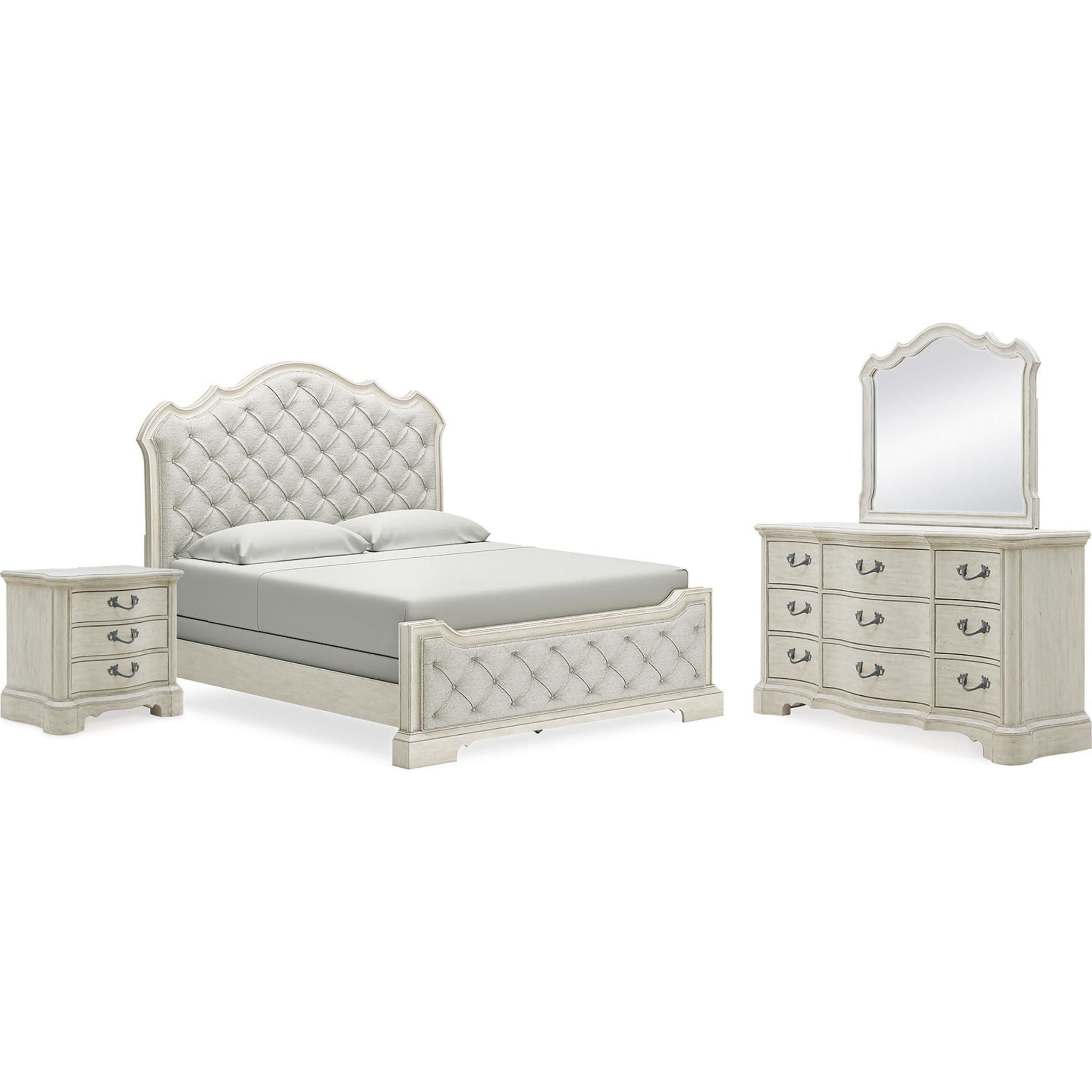 Arlendyne 6-Piece Queen Size Bedroom Furniture Set - Modern Panel Bed Frame with Nightstands, Dresser and Mirror | Perfect for Master Bedroom or Guest Room Decor