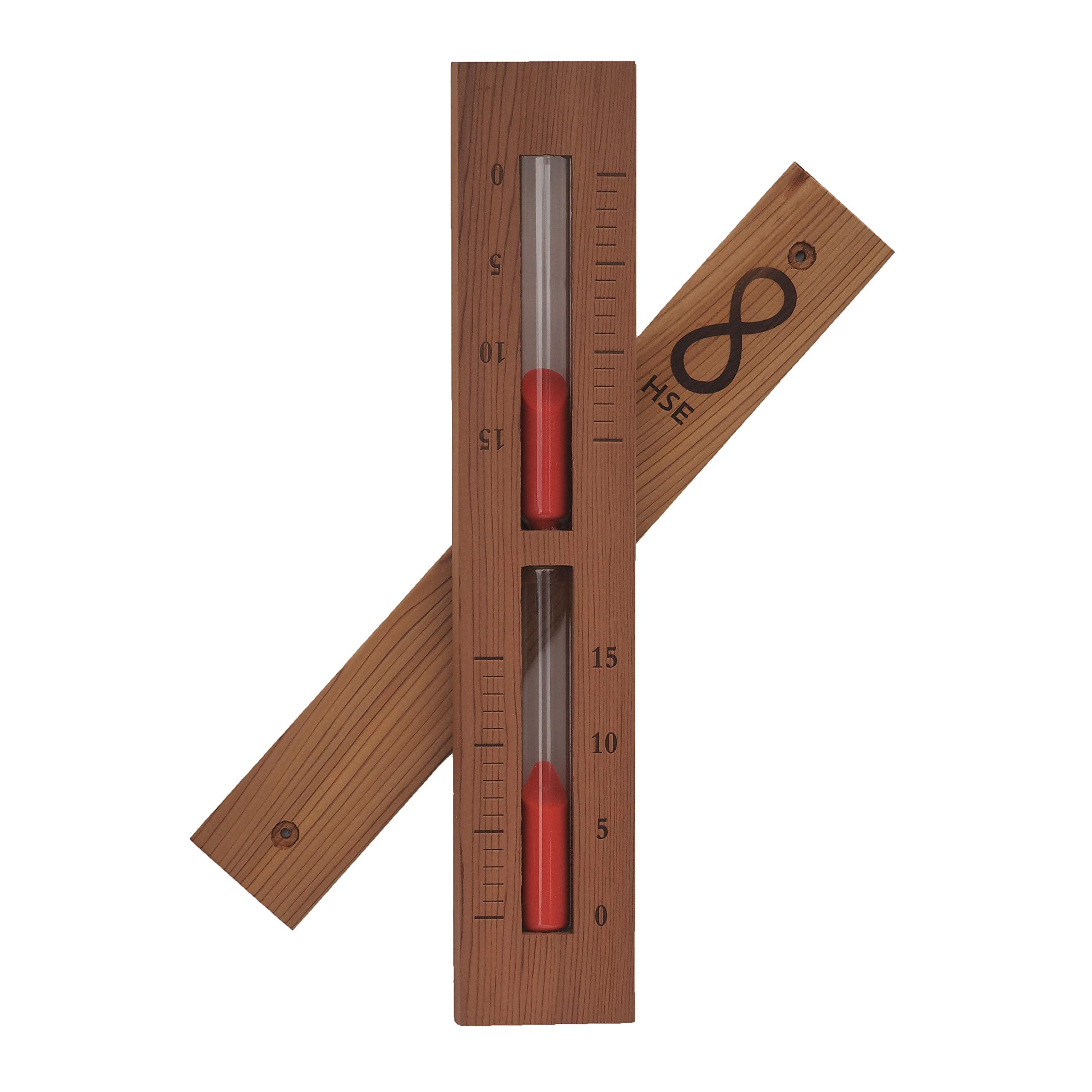 Premium HSE Cedar Wood Sauna Sand Timer - 15 Minute Countdown - Rust Red Sand - Perfect for Sauna, Spa, Yoga & Meditation Sessions