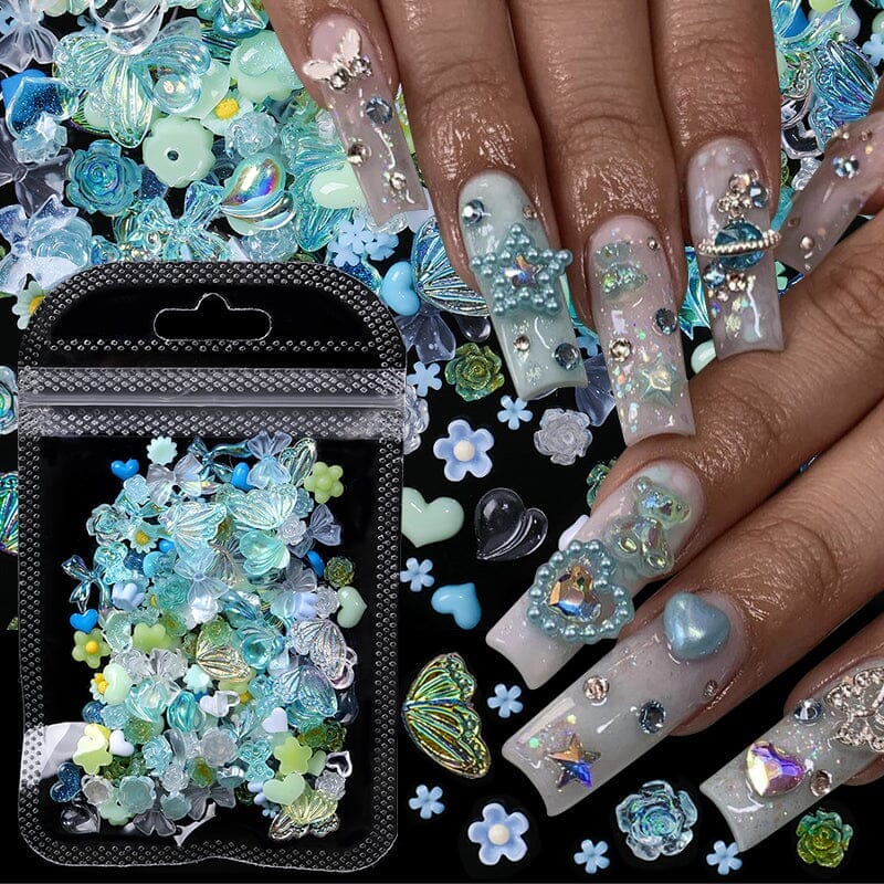 100pcs Mixed Pearl Charms for Nail Art Decoration - DIY Manicure, Acrylic Nails, Wedding & Party Nail Designs