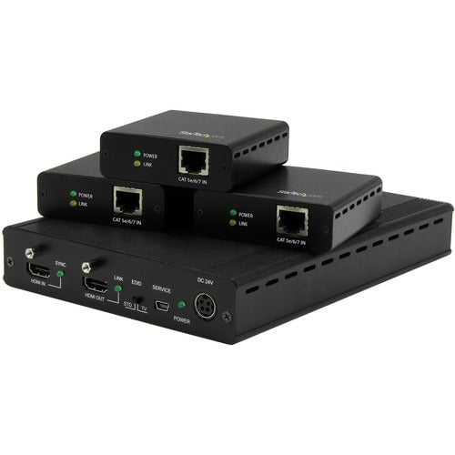 3 Port HDBaseT Extender Kit with 3 Receivers - 1x3 HDMI Over Cat5 Splitter for 4K Ultra HD - Perfect for Home Theater, Conference Rooms & Multi-Screen Setups