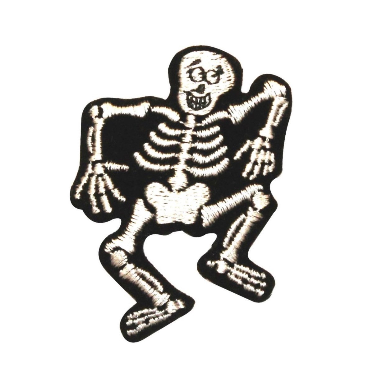 Friendly Skeleton Dance Iron-On Patch - Halloween Embroidered Applique for Costumes, Jackets & DIY Crafts | Spooky Decor & Party Accessories