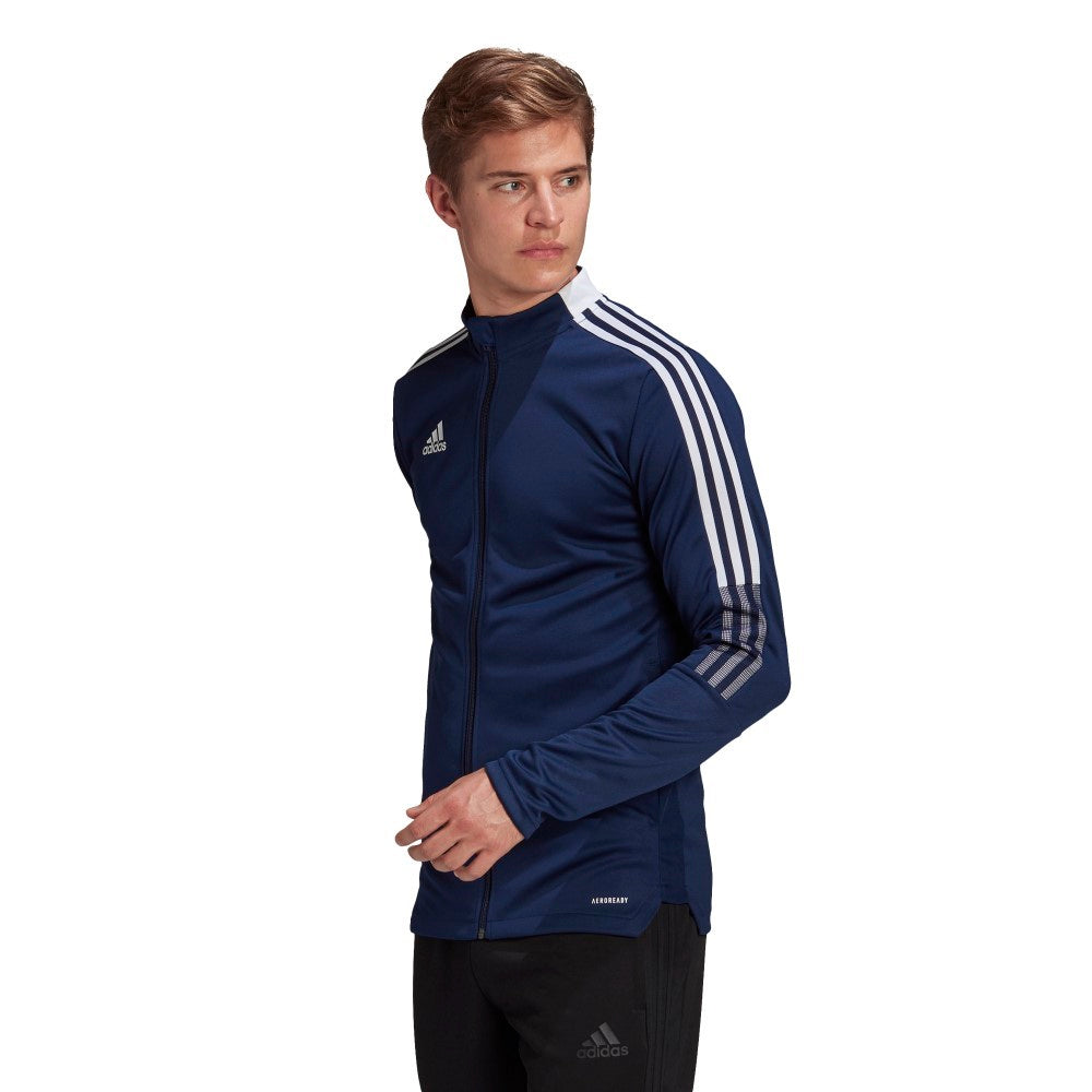 Adidas Tiro 21 Men's Training Jacket - Navy/White - Lightweight Performance Track Jacket for Running, Gym & Outdoor Sports
