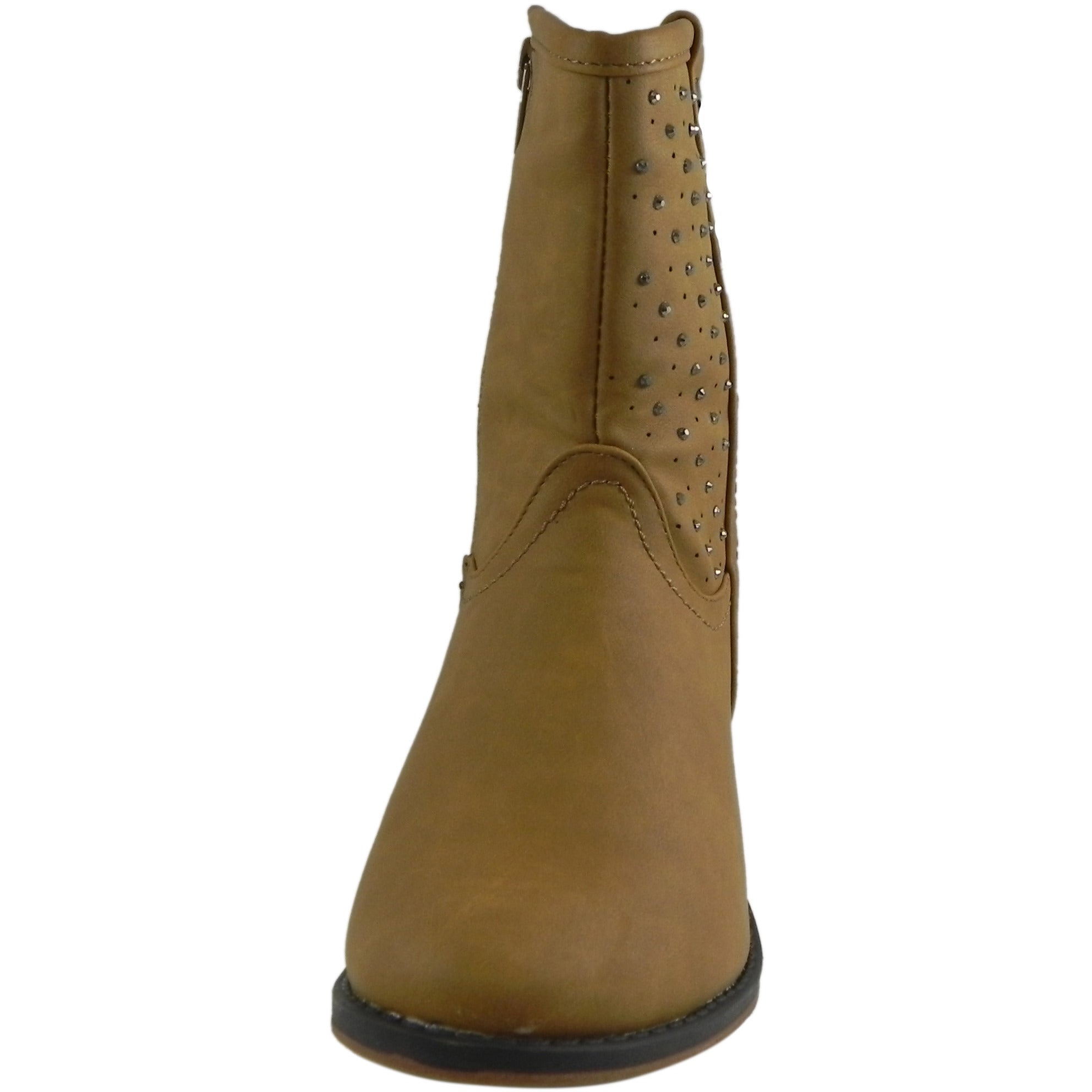 Nanette Lepore Girls' Tan Studded Western Boots - Stylish Cowgirl Boots for Kids, Perfect for Rodeo, Halloween & Western Fashion Outfits