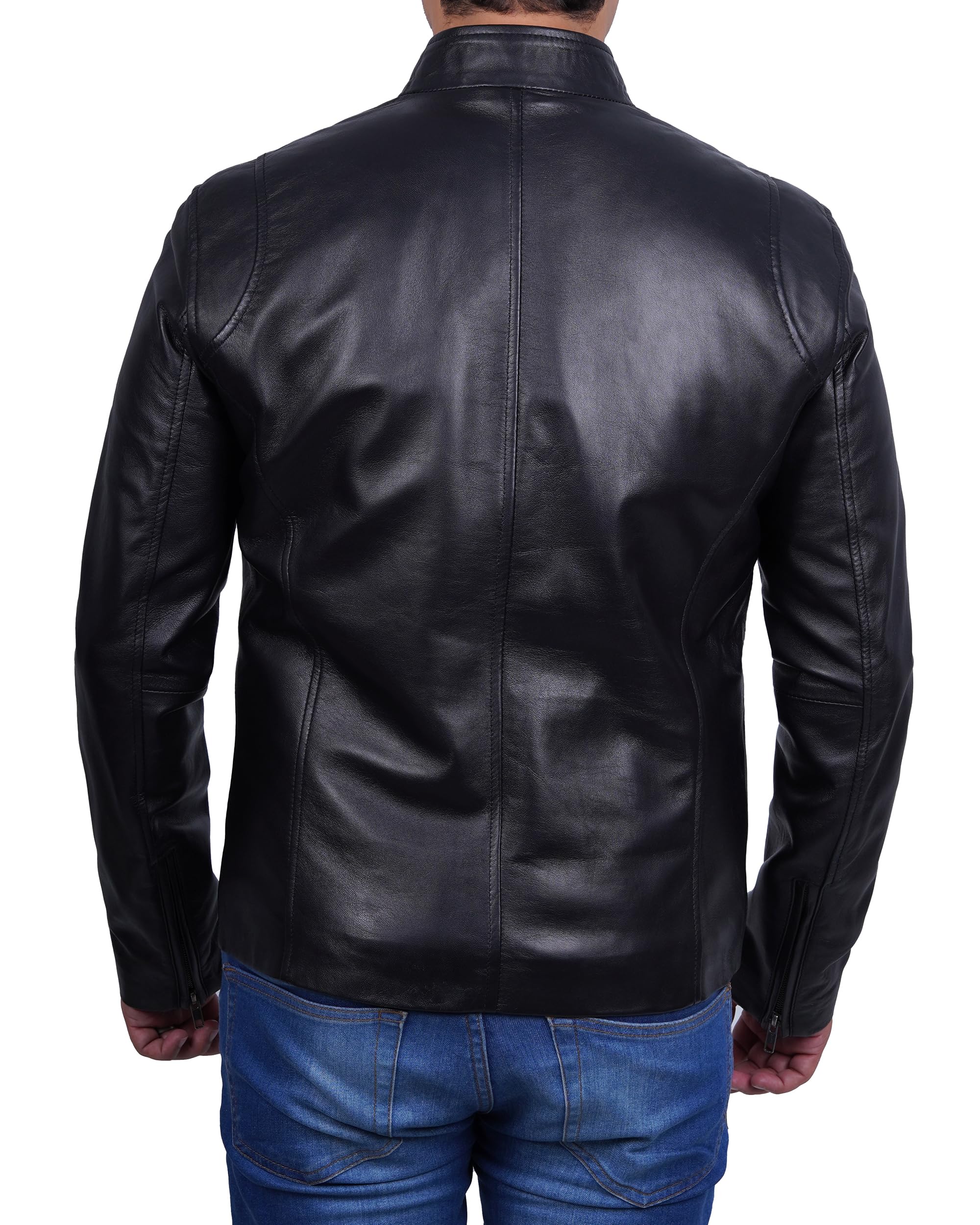 Blingsoul Premium Lambskin Leather Jacket for Men - Classic Biker Style Motorcycle Jacket with Zipper Pockets | Perfect for Riding, Casual Wear & Night Out
