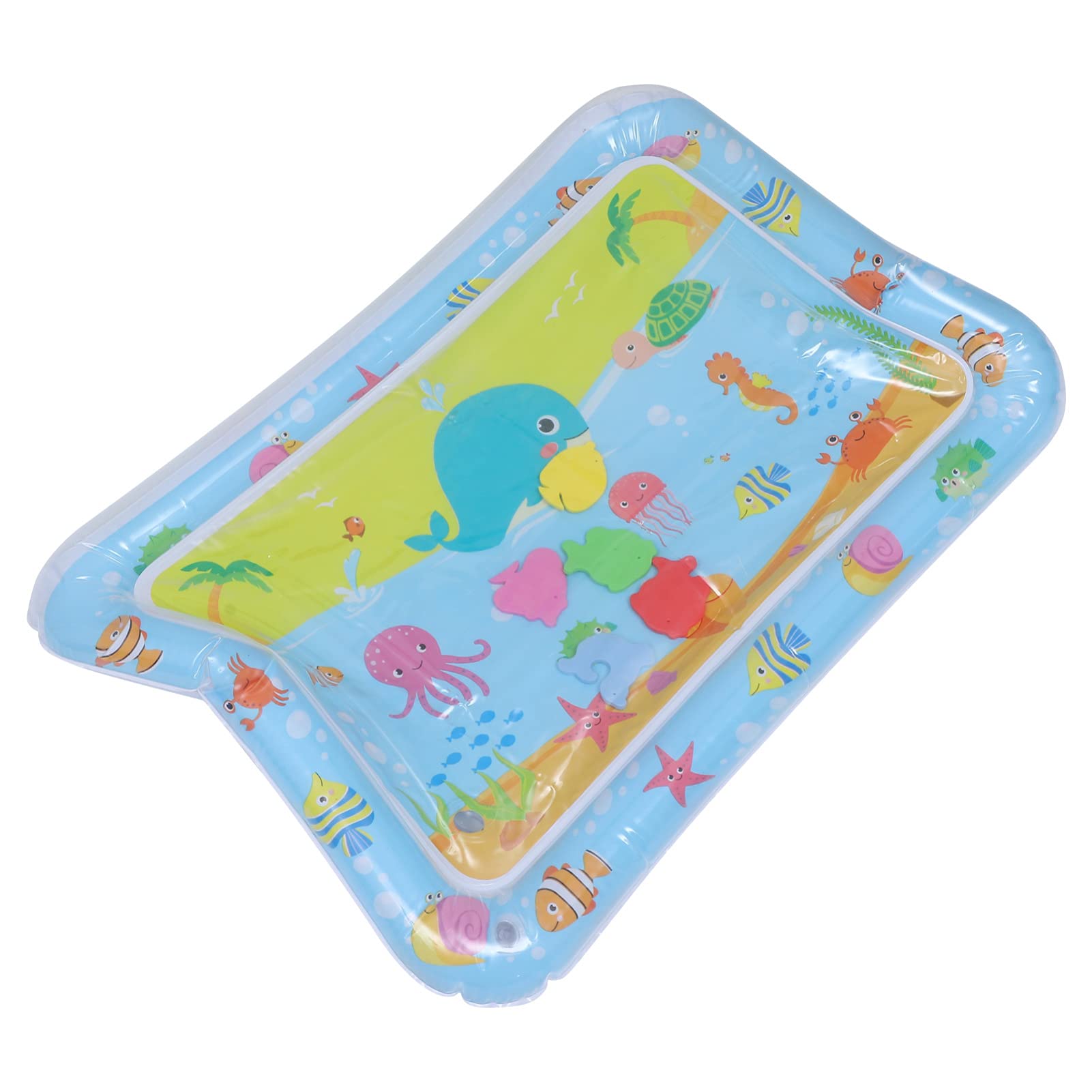 KOMBIUDA Inflatable Water Cushion Play Mat - Blue Plastic Baby Water Mat for Infants & Toddlers - Perfect for Outdoor Play, Pool Parties, and Indoor Sensory Activities