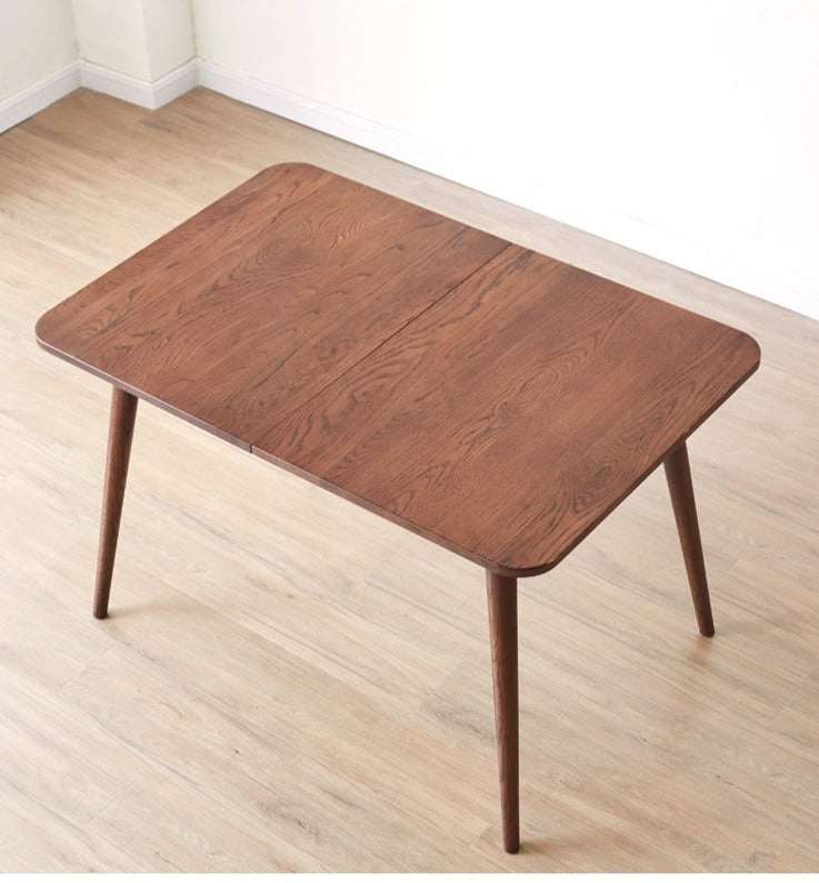 Solid Oak & Black Walnut Extendable Folding Dining Table - Expandable Wooden Table for Small Spaces, Dinner Parties & Family Gatherings
