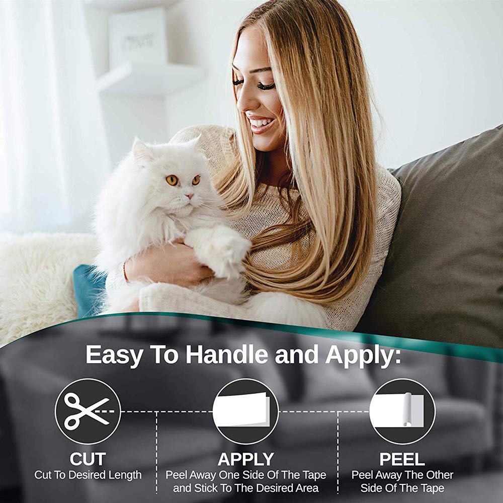 Anti Scratch Tape for Cats - Double Sided Cat Deterrent Training Tape | Furniture Protector for Couches, Carpets, Doors & Countertops | Pet & Kid Safe | Perfect for Home, Office & Travel Use