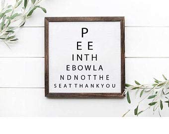 Tamengi Funny Wooden Bathroom Sign - 'Pee in The Bowl Not on The Seat' - 12x12 Inch Rustic Bathroom Decor for Toilet Humor - Perfect for Home, Office, or Pub Restroom Decoration