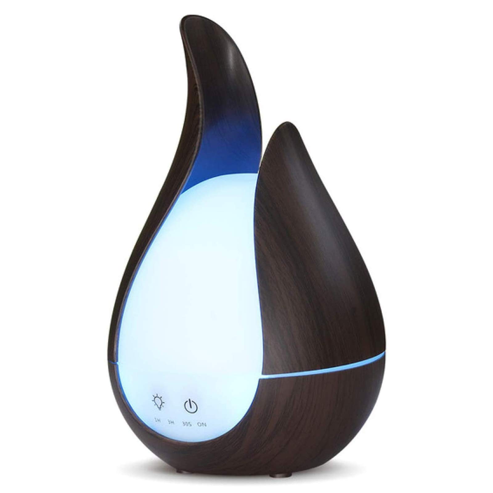 Mini Wood Grain Vase Ultrasonic Aromatherapy Humidifier - Essential Oil Diffuser with 7 Color Changing LED Lights & Cool Mist for Home, Office, Yoga and Spa Relaxation