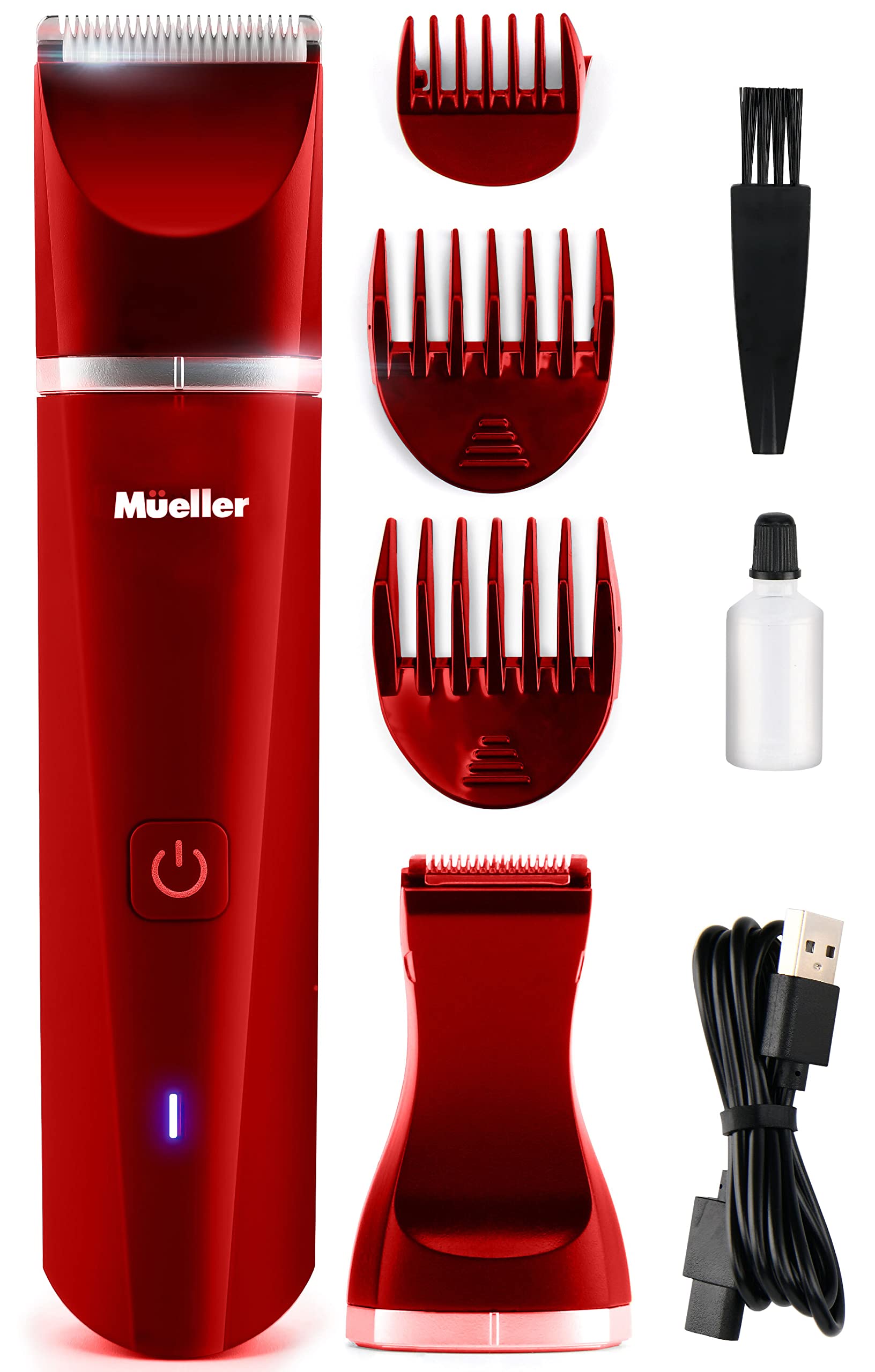 Mueller Groinscaper Pro Hair Trimmer 5.0 - Replaceable SkinSaver Ceramic Blades, Waterproof Wet/Dry Clippers, Rechargeable Cordless Trimmer with Wireless Charging - Perfect for Men's Grooming, Body Hair Trimming & Travel Use