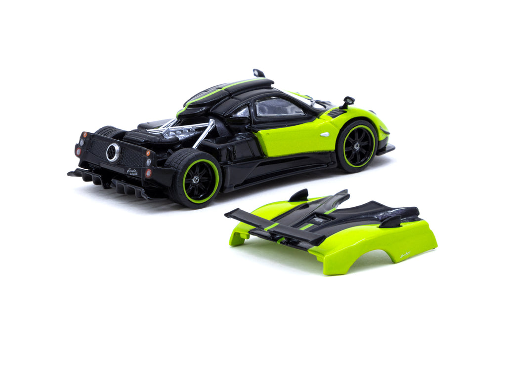 Tarmac Works 1:64 Scale Pagani Zonda Cinque Diecast Model Car - Green Firenze Color | Collectible Miniature for Display, Racing Enthusiasts & Gift Giving