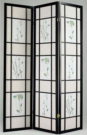 Acme Black Floral Print Room Divider Panel - Privacy Screen for Home Office, Bedroom Partition & Living Room Decor