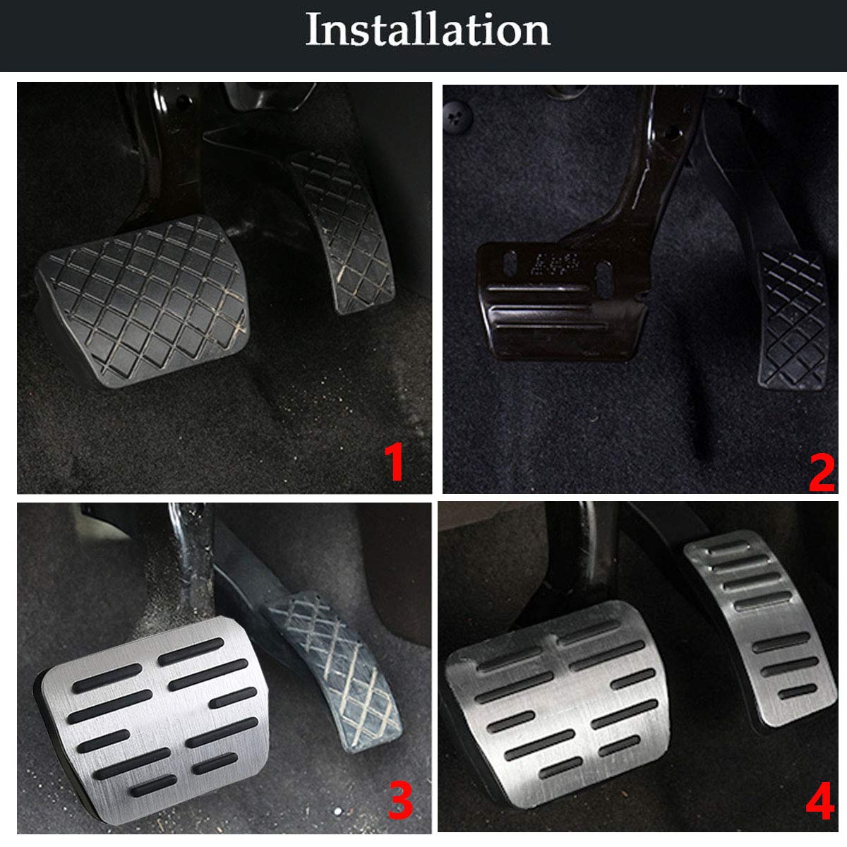 TTCR-II Universal Volkswagen Pedal Covers - Compatible with Atlas, Tiguan (2018-2025), Jetta (2019-2025), Golf GTI (2015-2025), Arteon, ID4 & Taos - 2-Piece Brake & Accelerator Pedal Plates Set - Perfect for Driving Comfort and Vehicle Customization