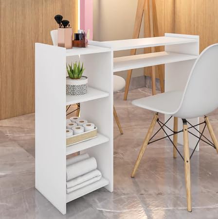 White MDF Complete Nail Gel Manicure Table - Portable & Durable for Home Salon, Nail Art Studio & Professional Use
