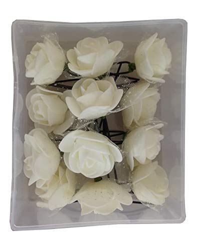 12PCS Floral Hair Pins for Women & Girls - Vintage Hair Accessories for Wedding, Party & Daily Use (12 Color Options, Off-White) - Perfect for Bridal Hairstyles, Prom & Special Occasions