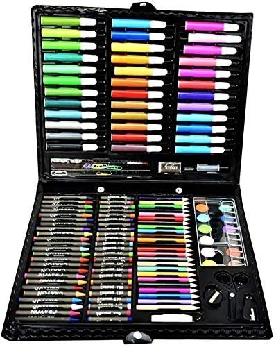 XUERUIGANG 150-Piece Deluxe Art Set for Kids - Complete Drawing & Painting Kit with Portable Storage Box, Perfect Art Supplies for Children & Beginners (Black) - Ideal for Home, School & Travel Creative Activities
