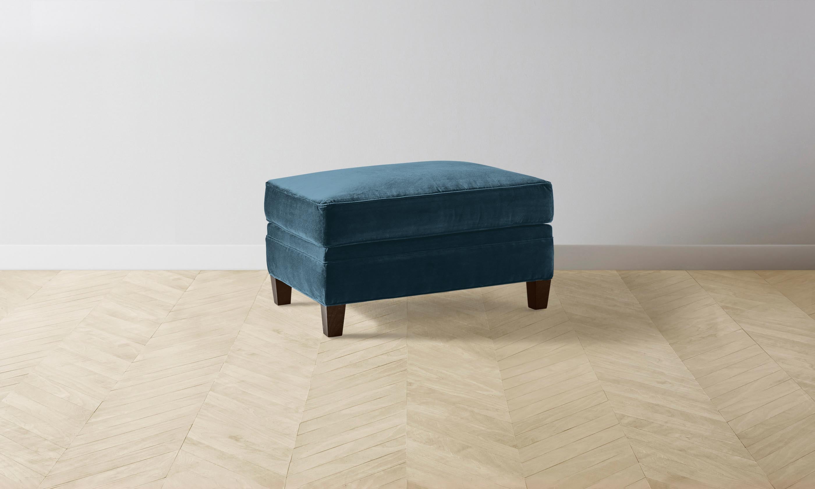 Carmine Ottoman - Performance Velvet Lagoon Blue Storage Footstool for Living Room, Bedroom & Home Decor - Perfect for Relaxing, Extra Seating & Stylish Storage