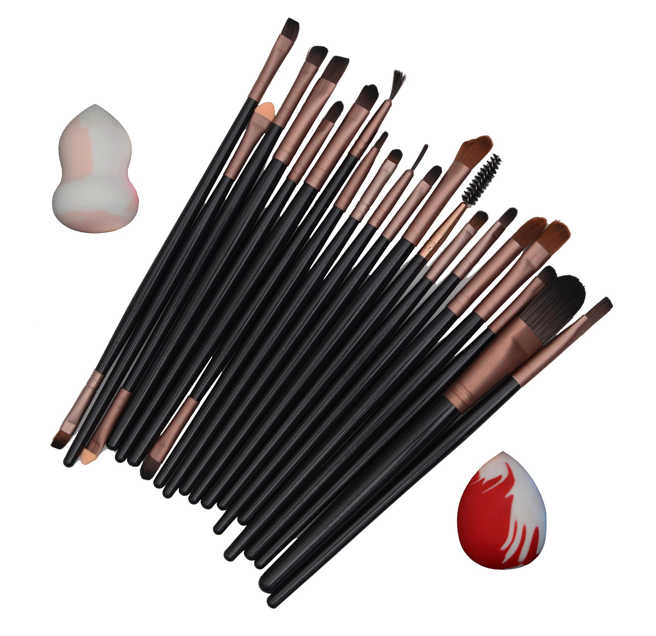 20-Piece Professional Makeup Brush Set with 2 Free Beauty Blenders - Soft Synthetic Bristles for Foundation, Eyeshadow, Contouring - Perfect for Beginners & Professional Makeup Artists (Home, Travel, Salon Use)